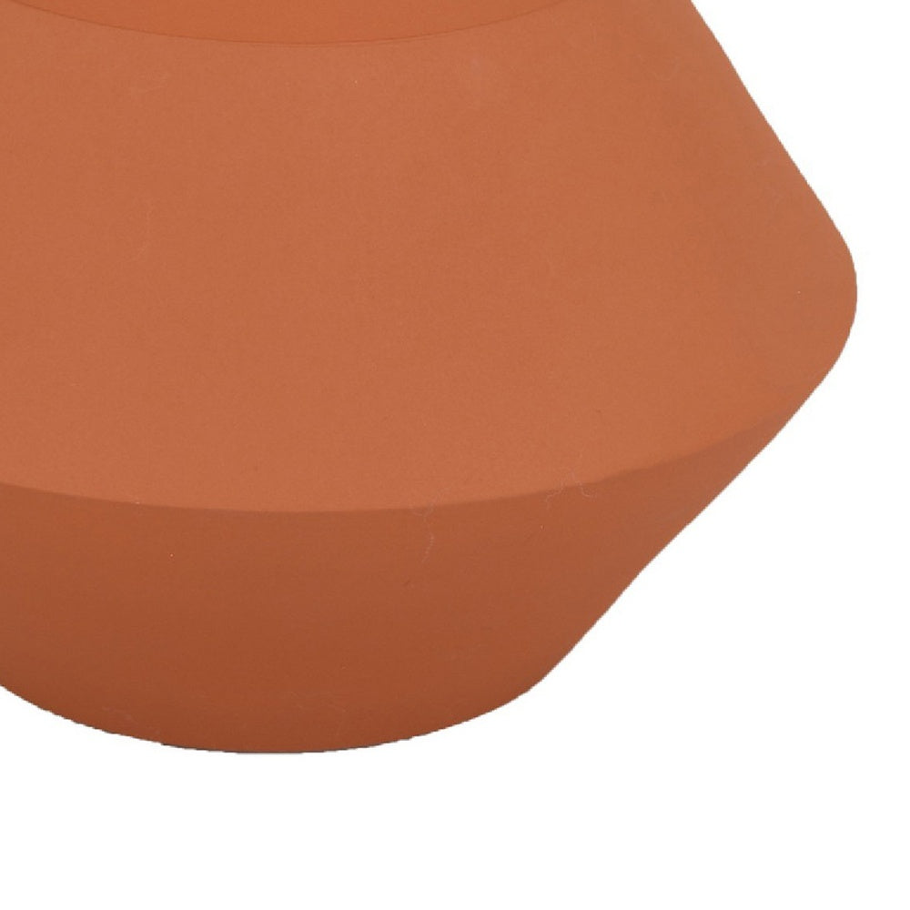 Decorative Vase | Faceted Body | Angular Base | Orange Brown Ceramic 11"