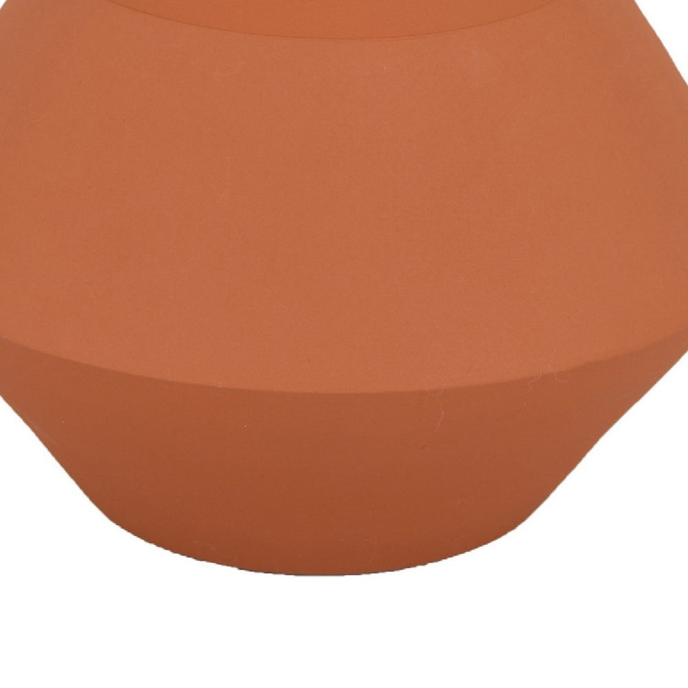 Decorative Vase | Faceted Body | Angular Base | Orange Brown Ceramic 11"
