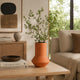 Decorative Vase | Faceted Body | Angular Base | Orange Brown Ceramic 11"