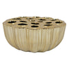 Decorative Vase | Scalloped Lotus Pod Design | Glazed Gold Ceramic 9"