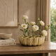 Decorative Vase | Scalloped Lotus Pod Design | Glazed Gold Ceramic 9"