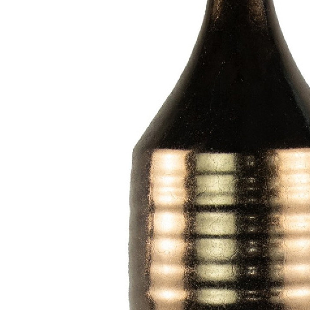 Decorative Vase | Bottle Shape | Horizontal Ridges | Deep Gold Ceramic 28"