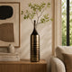 Decorative Vase | Bottle Shape | Horizontal Ridges | Deep Gold Ceramic 28"