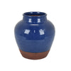 Ginger Jar Vase | Speckled & Glazed Top | Blue & Brown Ceramic 10"
