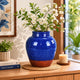 Ginger Jar Vase | Speckled & Glazed Top | Blue & Brown Ceramic 10"