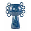 Orin Decorative Vase | 8 Loop H&les | Blue White Speckled Ceramic 15"