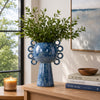 Orin Decorative Vase | 8 Loop H&les | Blue White Speckled Ceramic 15"