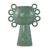 Orin Decorative Vase | 8 Loop H&les |  Green White Speckled Ceramic 15"