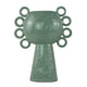 Orin Decorative Vase | 8 Loop H&les |  Green White Speckled Ceramic 15"