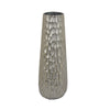 Marvin Tapered Decorative Vase with Textured Details | Silver Aluminum 19"