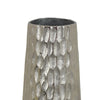 Marvin Tapered Decorative Vase with Textured Details | Silver Aluminum 19"