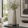 Marvin Tapered Decorative Vase with Textured Details | Silver Aluminum 19"