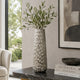 Marvin Tapered Decorative Vase with Textured Details | Silver Aluminum 19"