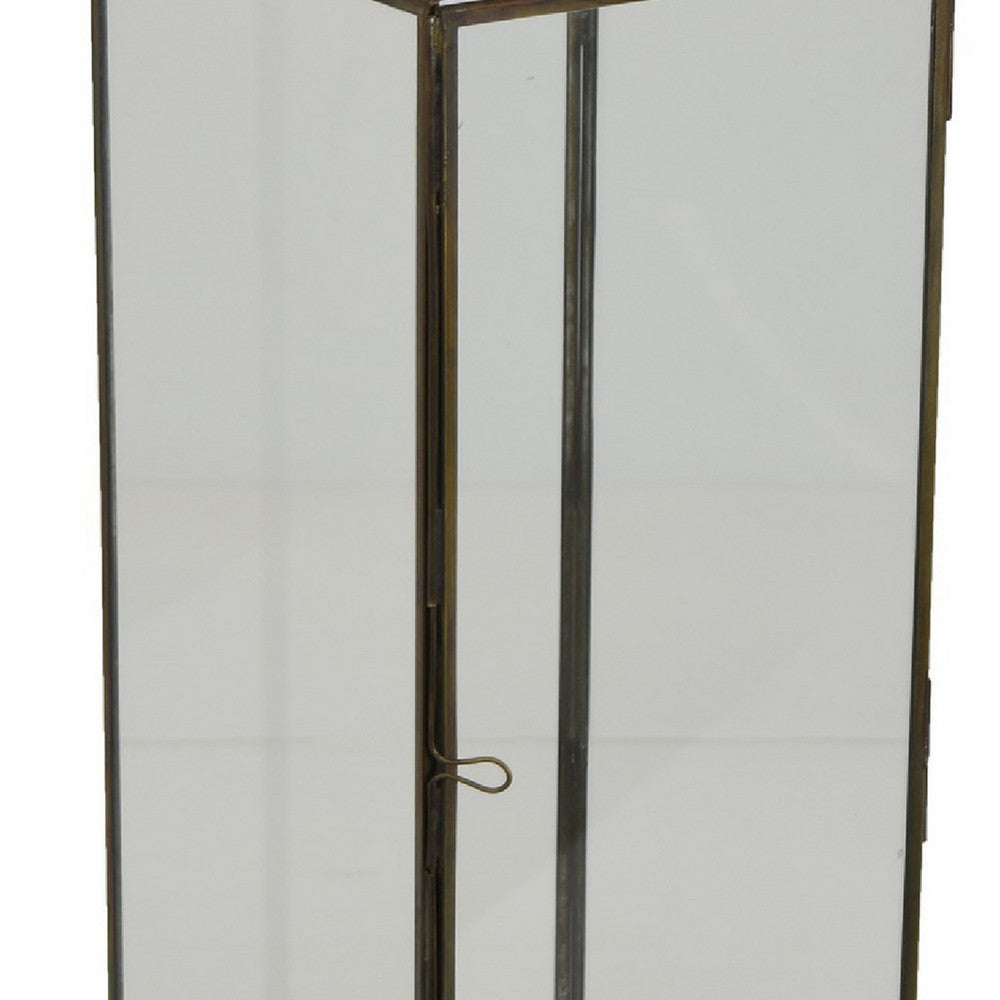 Greg Glass Lantern with Vented Top | Ring H&le | Bronze Metal 28"
