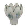 Siena Decorative Planter with Petal Edge Design | White-Green Ceramic 10"