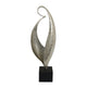 Dora Decorative Abstract Sculpture | Black Base | Silver Metal 24"