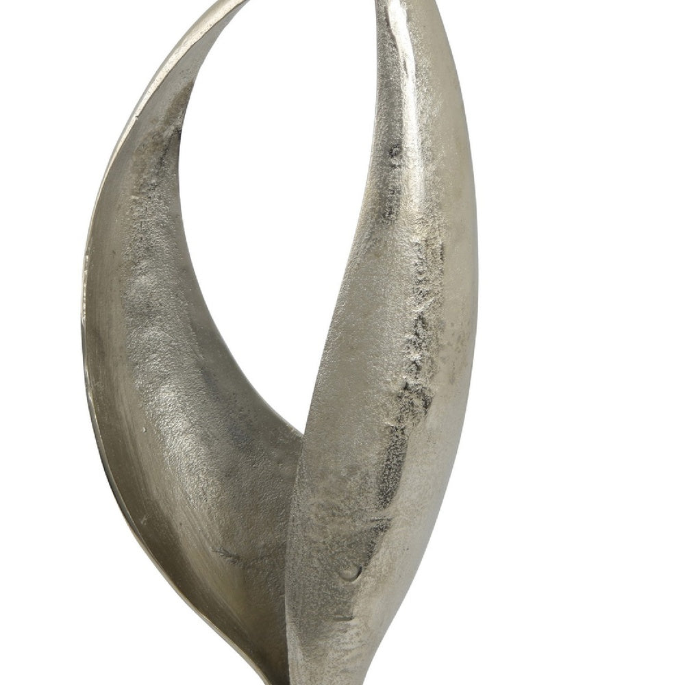 Dora Decorative Abstract Sculpture | Black Base | Silver Metal 24"
