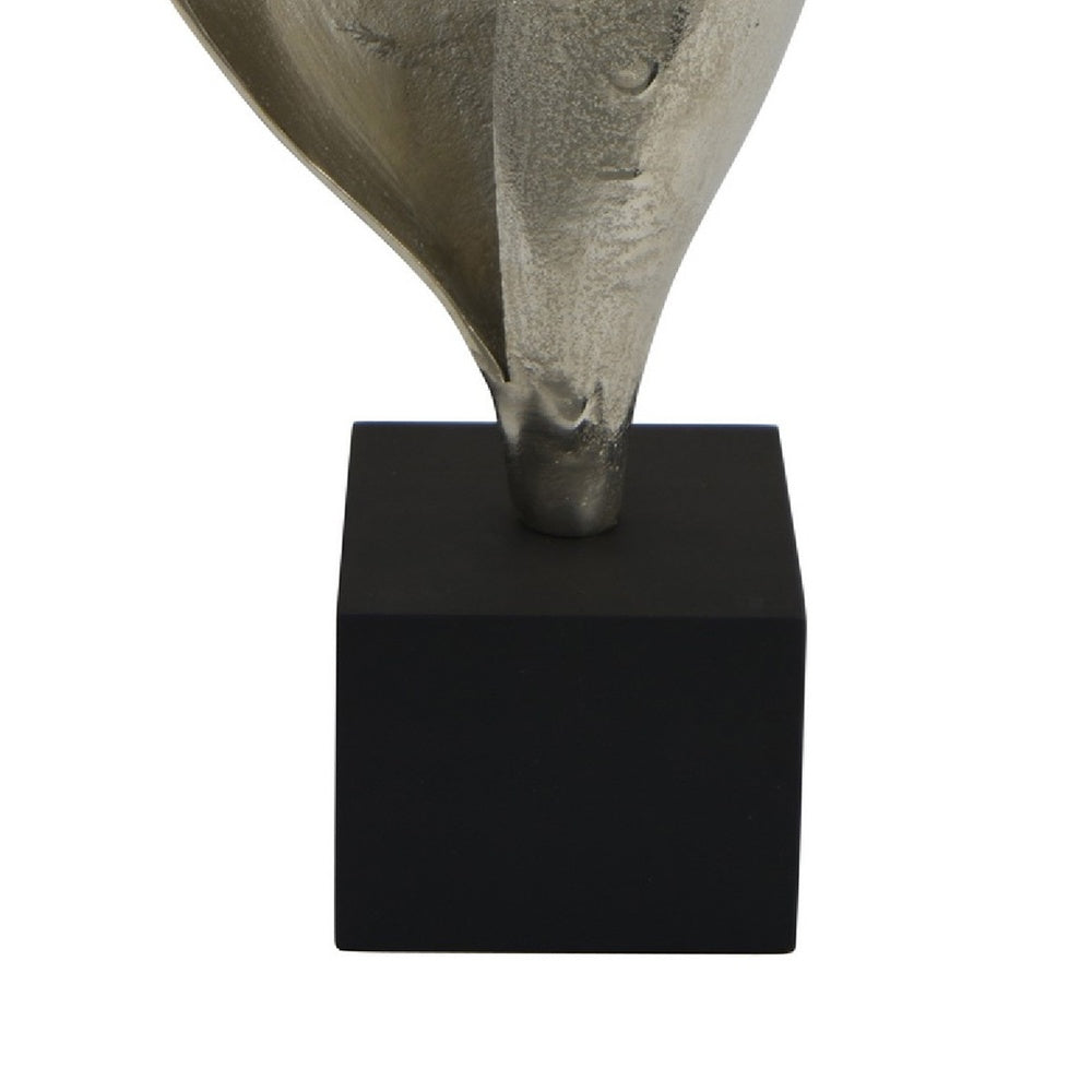 Dora Decorative Abstract Sculpture | Black Base | Silver Metal 24"