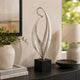 Dora Decorative Abstract Sculpture | Black Base | Silver Metal 24"