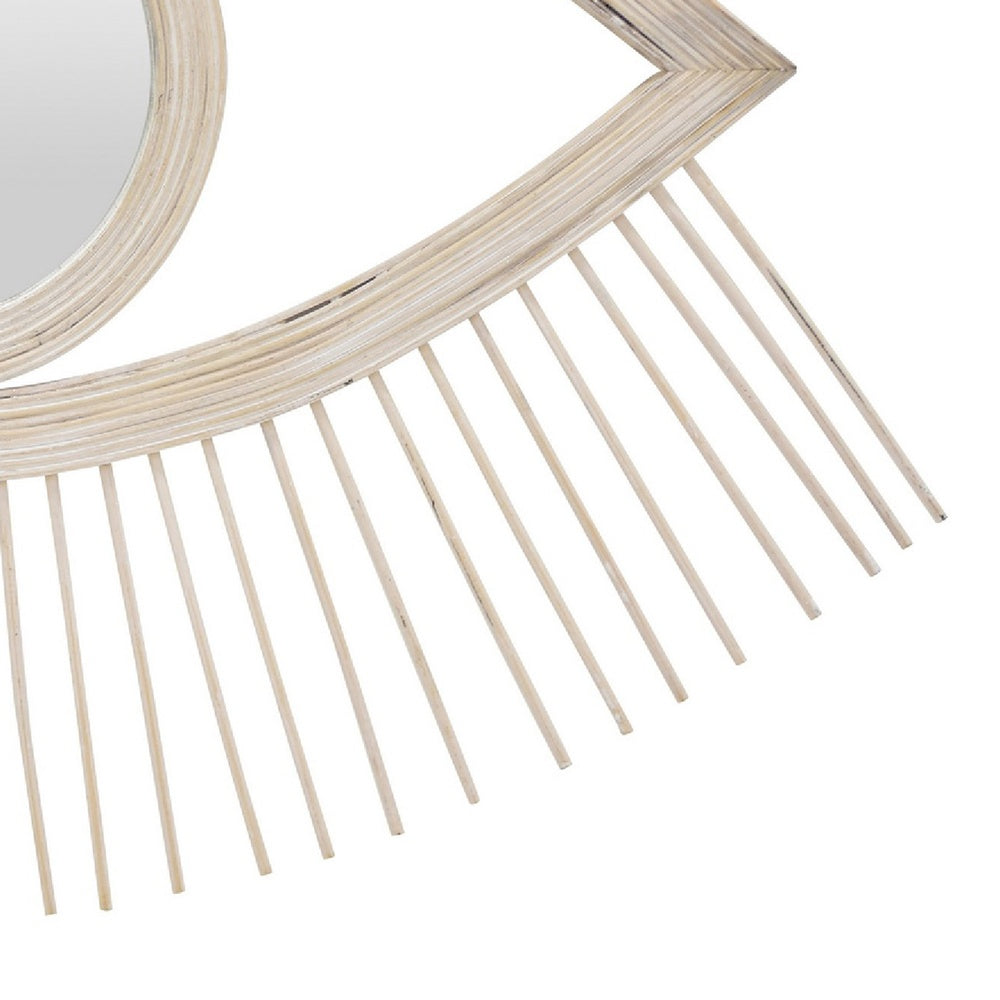 Ruhy Decorative Wall-Mounted Mirror with Eye-Shape Design | White Wood