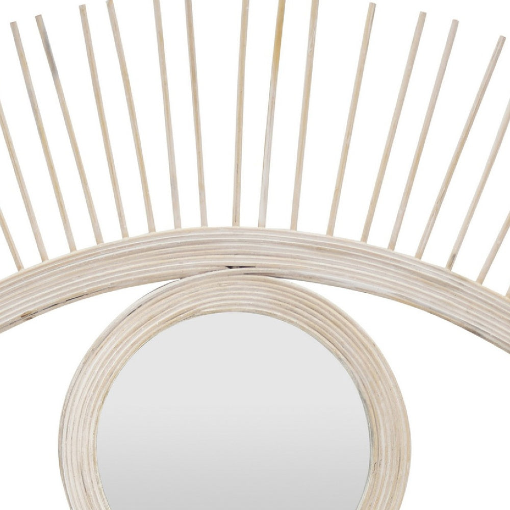 Ruhy Decorative Wall-Mounted Mirror with Eye-Shape Design | White Wood