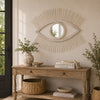 Ruhy Decorative Wall-Mounted Mirror with Eye-Shape Design | White Wood