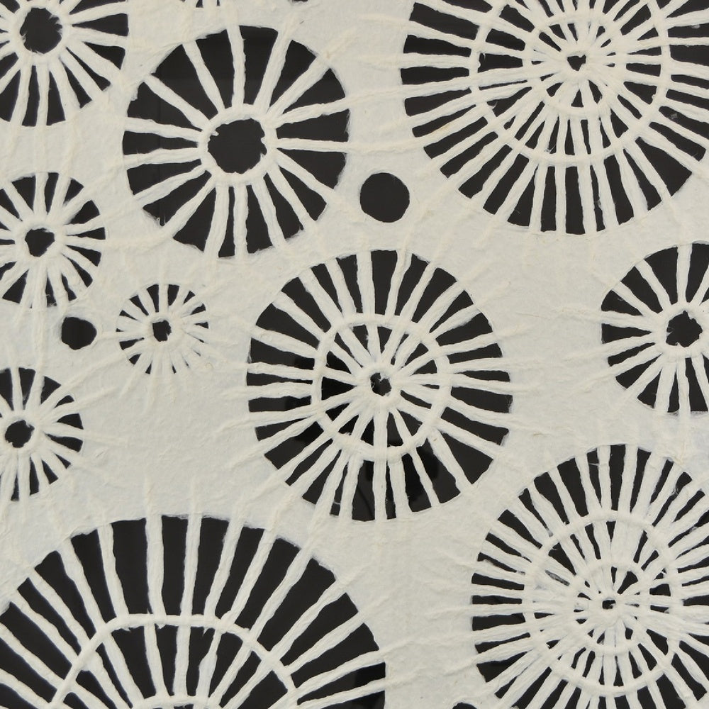 Wren Wall Art with Abstract Patterns | White Frame | Natural Fiber 32"