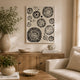 Wren Wall Art with Abstract Patterns | White Frame | Natural Fiber 32"
