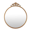 Drek Traditional Round Wall Mirror with Ornate Crest Top | Gold Metal 24x27