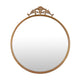 Drek Traditional Round Wall Mirror with Ornate Crest Top | Gold Metal 24x27