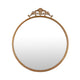 Drek Traditional Round Wall Mirror with Ornate Crest Top | Gold Metal 24x27