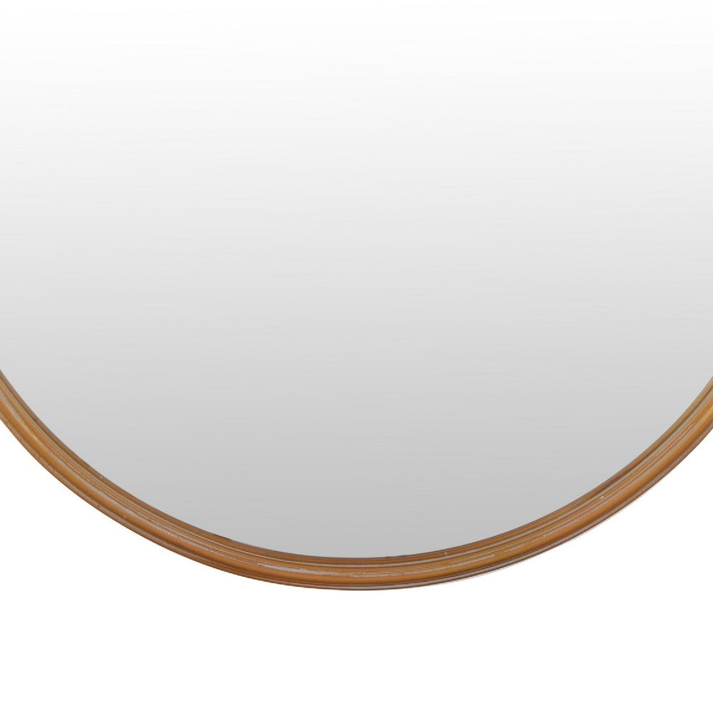 Drek Traditional Round Wall Mirror with Ornate Crest Top | Gold Metal 24x27
