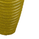 Kathy Decorative Vase with Sculpted Curved Rim | Yellow Ribbed Ceramic 20"