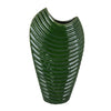 Kathy Decorative Vase with Sculpted Curved Rim | Green Ribbed Ceramic 20"