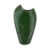 Kathy Decorative Vase with Sculpted Curved Rim | Green Ribbed Ceramic 20"