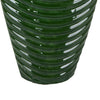 Kathy Decorative Vase with Sculpted Curved Rim | Green Ribbed Ceramic 20"
