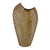 Kathy Decorative Vase with Sculpted Curved Rim | Brown Ribbed Ceramic 20"