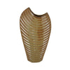 Kathy Decorative Vase with Sculpted Curved Rim | Brown Ribbed Ceramic 20"
