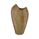 Kathy Decorative Vase with Sculpted Curved Rim | Brown Ribbed Ceramic 20"