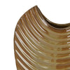 Kathy Decorative Vase with Sculpted Curved Rim | Brown Ribbed Ceramic 20"