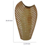 Kathy Decorative Vase with Sculpted Curved Rim | Brown Ribbed Ceramic 20"