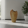 Kathy Decorative Vase with Sculpted Curved Rim | Brown Ribbed Ceramic 20"