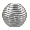 Tyler Round Vase with Textured Wave Pattern Design | Silver Ceramic 14"
