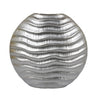 Tyler Round Vase with Textured Wave Pattern Design | Silver Ceramic 14"