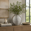 Tyler Round Vase with Textured Wave Pattern Design | Silver Ceramic 14"