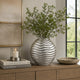 Tyler Round Vase with Textured Wave Pattern Design | Silver Ceramic 14"