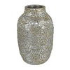 Jenna Decorative Vase with Brick-Like Patterns | Silver Textured Resin
