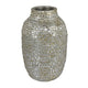 Jenna Decorative Vase with Brick-Like Patterns | Silver Textured Resin