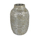 Jenna Decorative Vase with Brick-Like Patterns | Silver Textured Resin