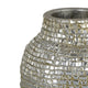 Jenna Decorative Vase with Brick-Like Patterns | Silver Textured Resin